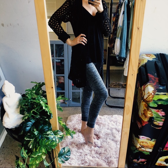 Urban Outfitters Sweaters - Black Long Knit Boho Cardigan Crochet Gypsy Baggy